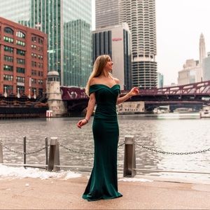 Azazie Teal Maxi Dress